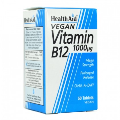 HEALTH AID Vitamin B12 (CYANOCOBALAMIN) 1000mg Prolonged Release 50 Ταμπλέτες